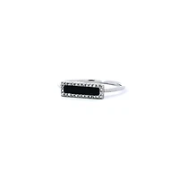 14K White Gold 0.24 Onyx & 0.06 cttw Diamond Ring