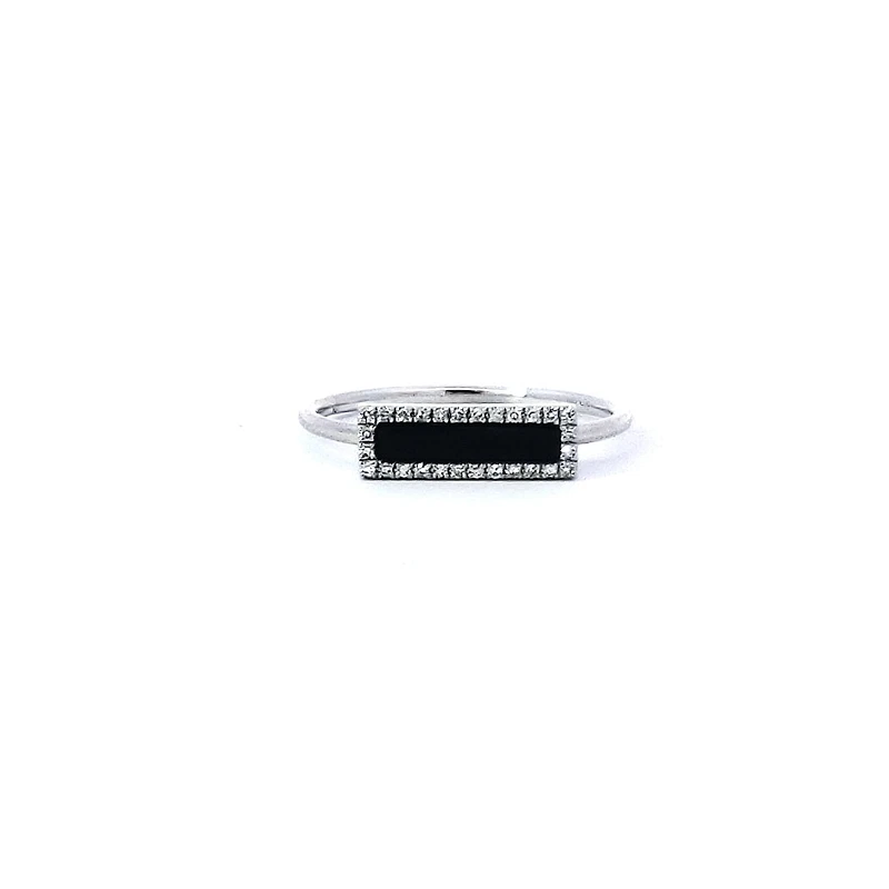 14K White Gold 0.24 Onyx & 0.06 cttw Diamond Ring