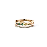 14K Yellow Gold Rainbow Sapphire & Diamond Ring