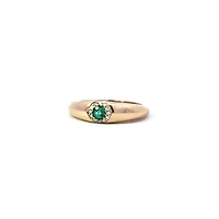 14K Yellow Gold Emerald and Diamond Ring