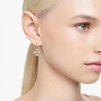 Swarovski - Idyllia drop earrings, Clover, White, Rose gold-tone plated - 5674212