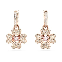 Swarovski - Idyllia drop earrings, Clover, White, Rose gold-tone plated - 5674212