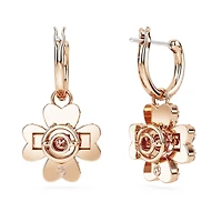 Swarovski - Idyllia drop earrings, Clover, White, Rose gold-tone plated - 5674212