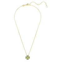 Swarovski Idyllia pendant, Clover, Green, Gold-tone plated - 5671144