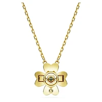 Swarovski Idyllia pendant, Clover, Green, Gold-tone plated - 5671144