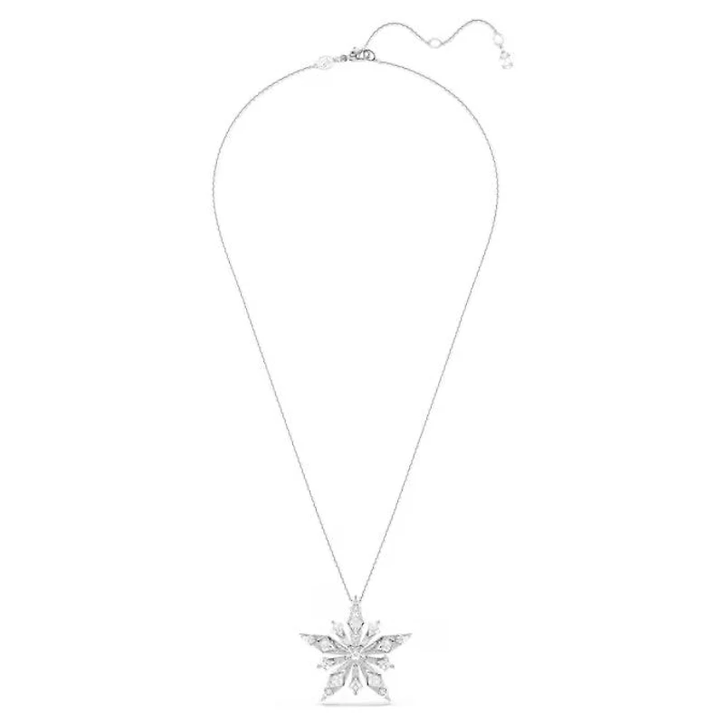 Swarovski Idyllia pendant and brooch Star, White, Rhodium plated 5740116