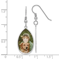 Sterling Silver/Rhodium-plated Teardrop Picture Jewelry Earrings - MADE TO ORDER