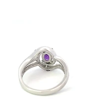 925 Sterling Silver Amethyst & Diamond Ring - 4.5