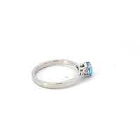 10K White Gold Blue Topaz and 0.06cttw Diamond Ring - 6