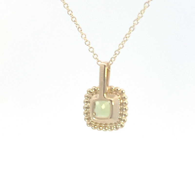 10K Yellow Gold 5mm Cushion Cut Peridot Pendant - 18 Inches