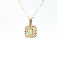 10K Yellow Gold 5mm Cushion Cut Peridot Pendant - 18 Inches