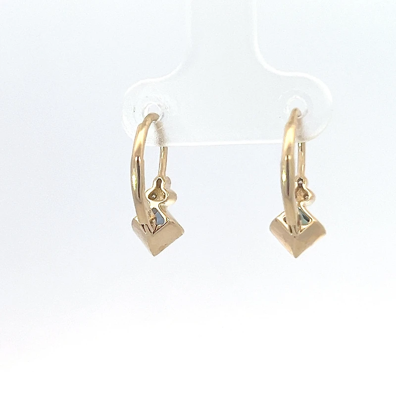 10K Yellow Gold Created Alexandrite and Diamond Lever Back Earrings