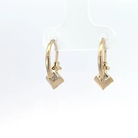 10K Yellow Gold Created Alexandrite and Diamond Lever Back Earrings
