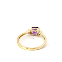 10K Yellow Gold Amethyst and Diamond Ring - 4.5