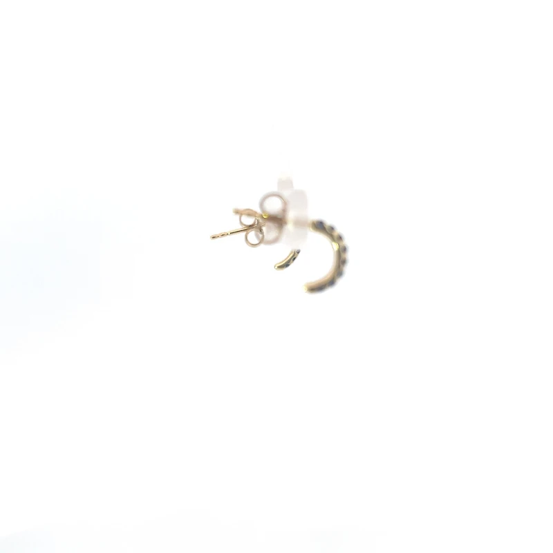 10K Yellow Gold Sapphire & Diamond Half Hoop Earrings