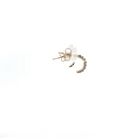 10K Yellow Gold Sapphire & Diamond Half Hoop Earrings