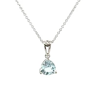 10K White Gold 6.0mm Trillion Cut Aquamarine Pendant - 18"
