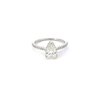 18K White Gold 1.25cttw Pear Shape and Hidden Halo Lab Grown Diamond Engagement Ring - 4.5