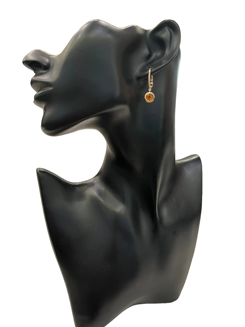 14K Yellow Gold Citrine and Diamond Dangle Earring