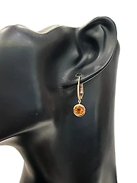 14K Yellow Gold Citrine and Diamond Dangle Earring