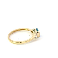 10K Yellow Gold 1.15cttw Swiss Blue Topaz and 0.03cttw Diamond Ring