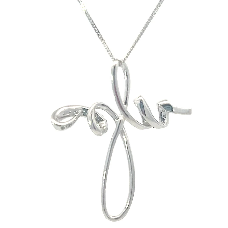 10K White Gold cttw Diamond Cross Pendant