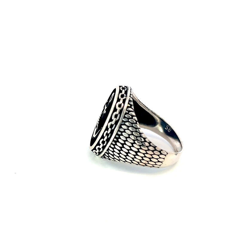 Argent Silver and Onyx Nautical Style Ring