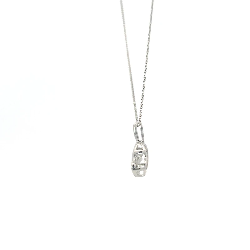 10K White Gold 0.05 Diamond Pulse Pendant, 18"