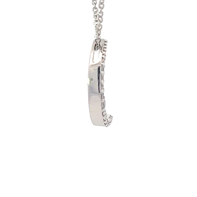10K White Gold 0.04cttw Diamond Crescent Moon Pendant, 18"