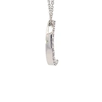10K White Gold 0.04cttw Diamond Crescent Moon Pendant, 18"