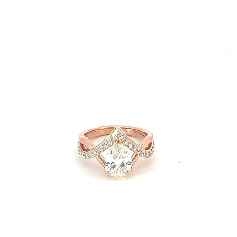 14K Rose Gold 2.17cttw Lab Grown Pear Cut Diamond Ring