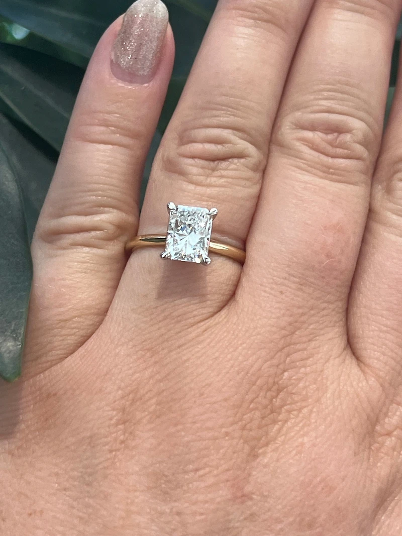 14K Yellow and White Gold 2.04cttw Radiant Lab Grown Diamond Engagement Ring - / 4.5