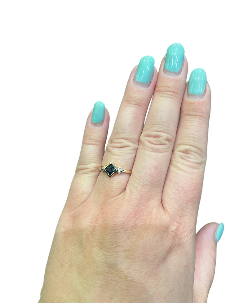 10K Yellow Gold London Blue Topaz and Diamond Ring, size 7 - 4.5