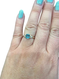 10K Yellow Gold 1.15cttw Swiss Blue Topaz and 0.03cttw Diamond Ring
