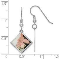 Sterling Silver/Rhodium-plated Diamond Shaped Picture Jewelry Earrings - MADE TO ORDER