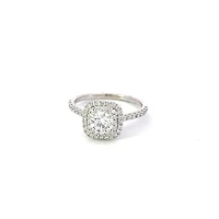 18K White Gold 0.95cttw Lab Grown Diamond Double Halo Engagement Ring