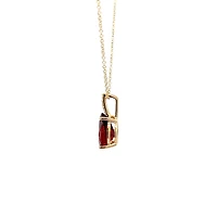 10K Yellow Gold 2.0cttw Garnet and 0.059cttw Diamond Pendant with Rolo Chain - 18 Inches