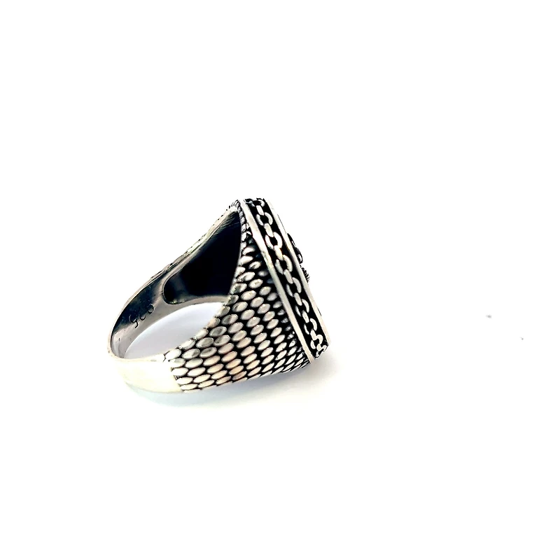Argent Silver and Onyx Nautical Style Ring