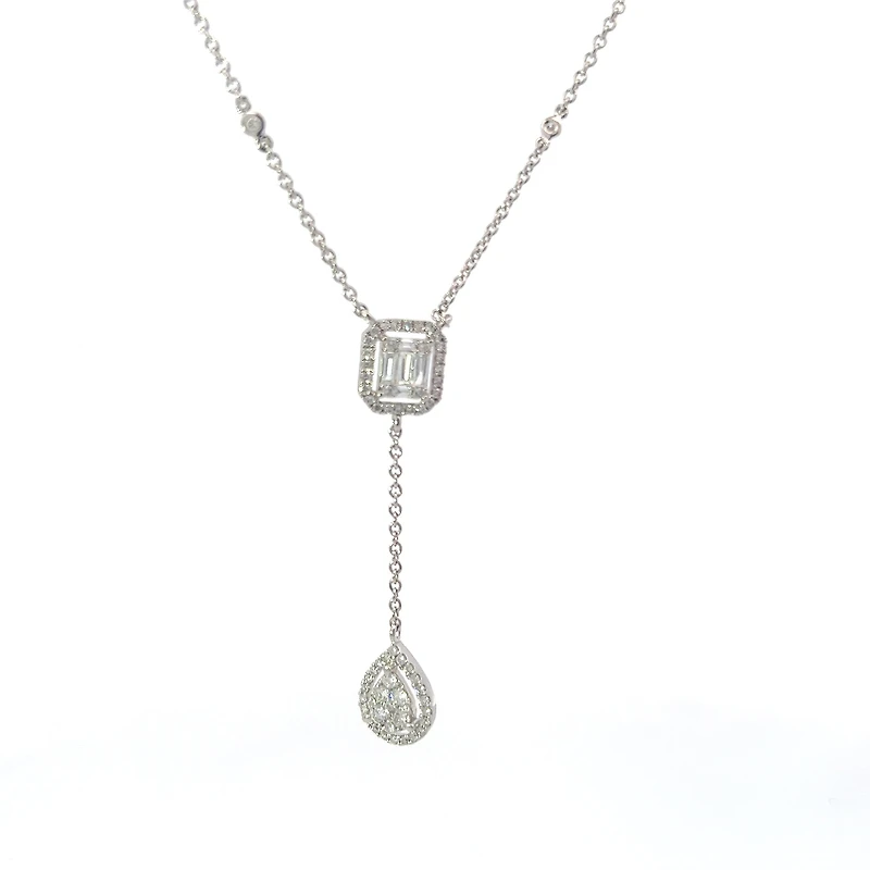 14K White Gold 0.65cttw Diamond Necklace, 18"