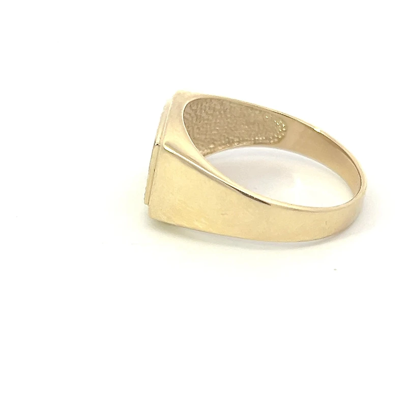 10K Yellow Gold 0.016cttw Diamond Gents Signet Ring, 10 - / 7