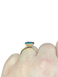 14K Yellow Gold  1.28cttw Blue Topaz and 0.14cttw Diamond Ring - Size 6 - 4.5