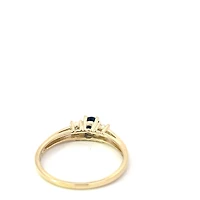 10K Yellow Gold Sapphire and Diamond 3 Stone Ring - Size 6