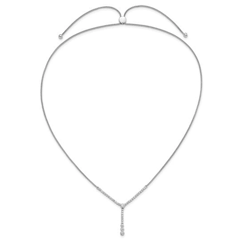 14kw 1.00cttw Lab Grown Diamond Tennis Style Bolo Necklace - Adjustable up to 20”