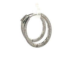 925 Sterling Silver Cubic Zirconia Oval Huggies