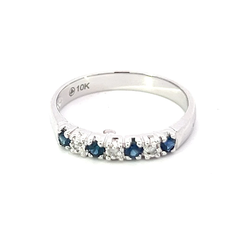 10K White Gold 0.02cttw Diamond with Sapphire Ring - Size 6.5 - 4.5