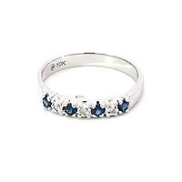 10K White Gold 0.02cttw Diamond with Sapphire Ring - Size 6.5 - 4.5