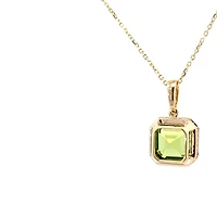 14K Yellow Gold 2.41cttw Peridot and 0.16cttw Diamond Necklace - 18 Inches
