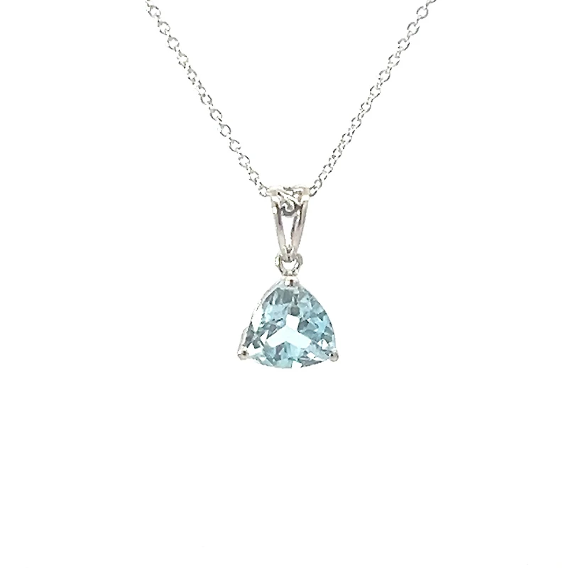 10K White Gold Blue Topaz Necklace - 18 Inches