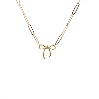 14K Yellow Gold 0.24cttw Diamond Bow Necklace, 18"