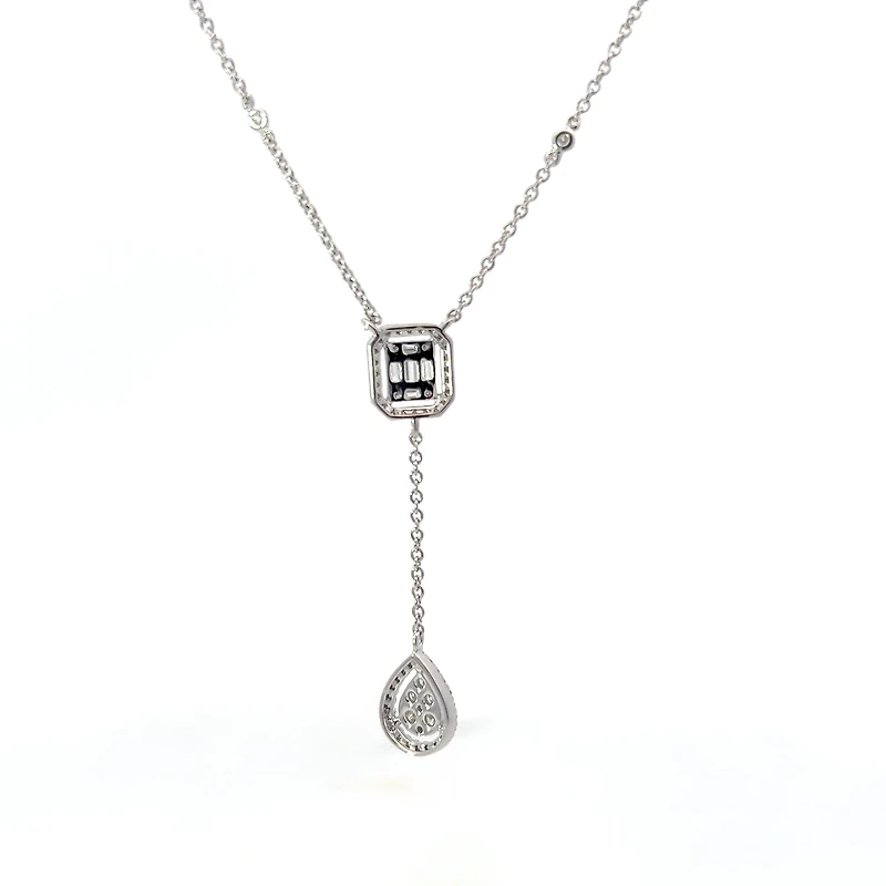 14K White Gold 0.65cttw Diamond Necklace, 18"